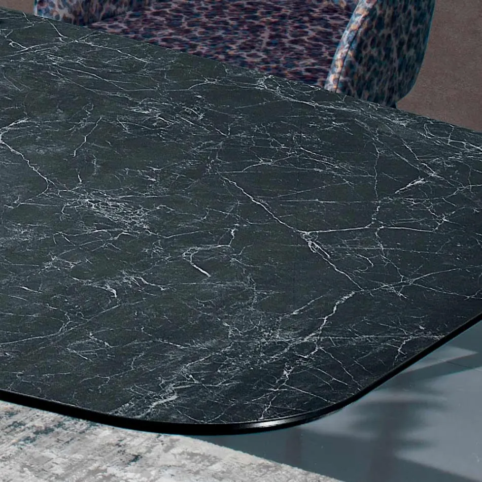 Gepolijste Griekse zwarte keramische tafel gemaakt in Italië - Grotta Viadurini