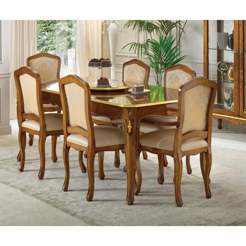 Uitschuifbare houten tafel 280 cm klassieke stijl Made in Italy - Majesty Viadurini