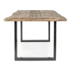 Tafel van acaciahout met gerecycled inzetstuk en Homemotion-staal - Zalma Viadurini