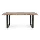 Tafel van acaciahout met gerecycled inzetstuk en Homemotion-staal - Zalma Viadurini