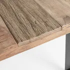 Tafel van acaciahout met gerecycled inzetstuk en Homemotion-staal - Zalma Viadurini
