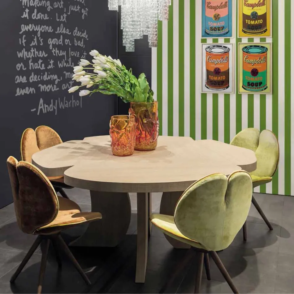 in geborsteld eiken tafel met wax afwerking Andy Viadurini