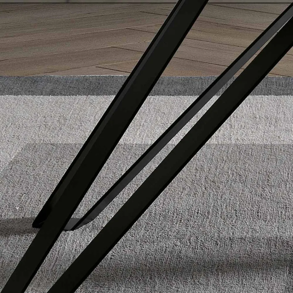 Tafel in houtskoolasfineer en metaal Made in Italy - Meluso Viadurini