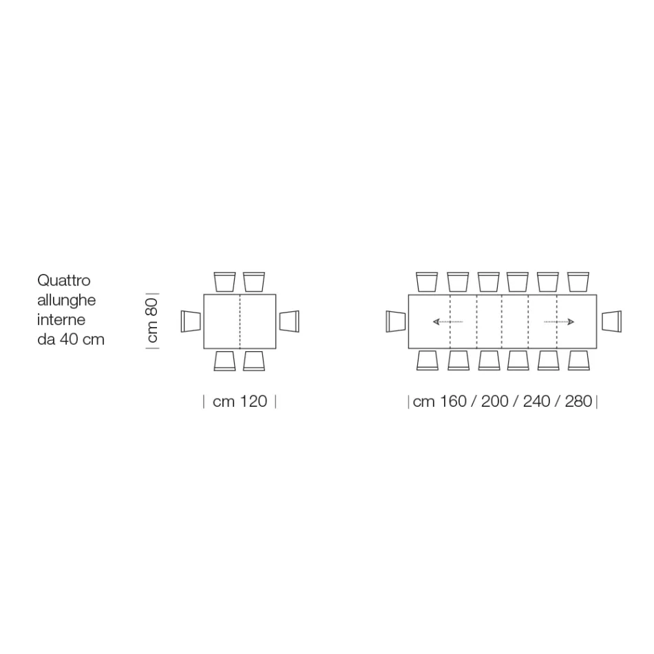 Uitschuifbare laminaathouten tafel tot 470 cm Made in Italy – Gordito Viadurini