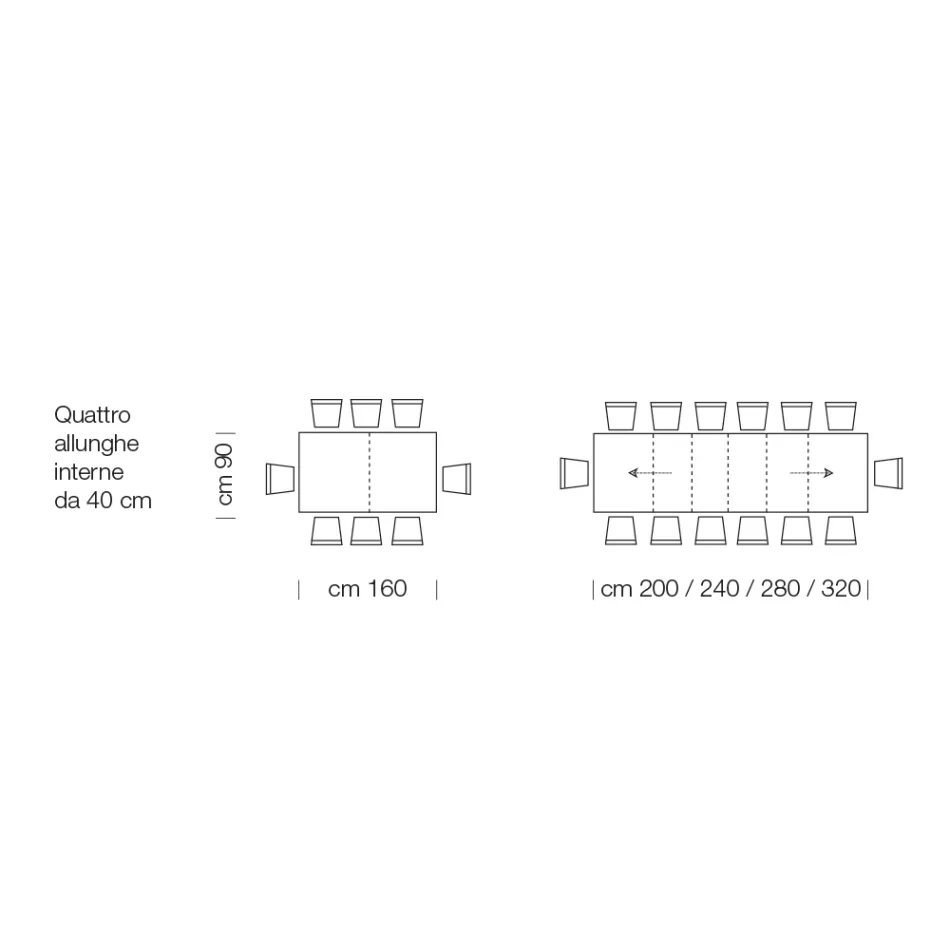 Uitschuifbare laminaathouten tafel tot 470 cm Made in Italy – Gordito Viadurini