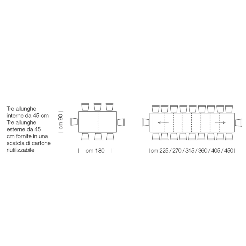 Uitschuifbare laminaathouten tafel tot 470 cm Made in Italy – Gordito Viadurini