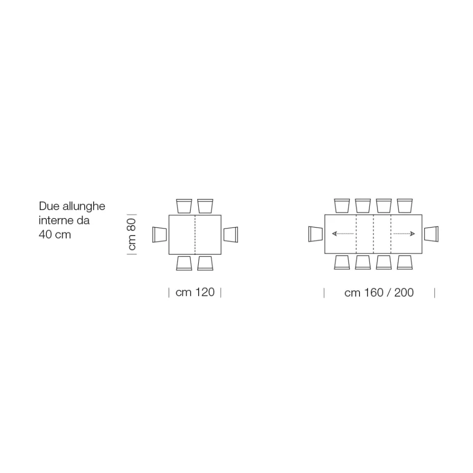 Uitschuifbare laminaathouten tafel tot 470 cm Made in Italy – Gordito Viadurini
