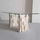 Stenen tafel met modern design kristalglas Priamo Viadurini