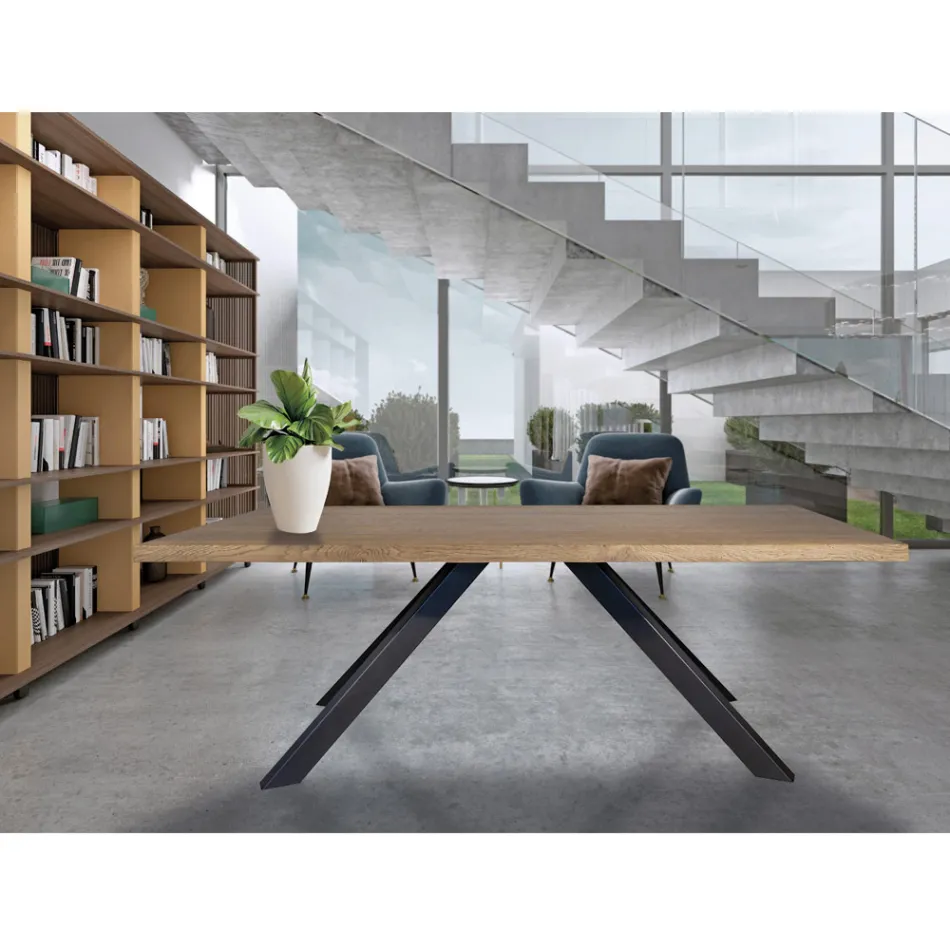 Tafel in Masellato Oak Plated en Metal Made in Italy - Seoul Viadurini