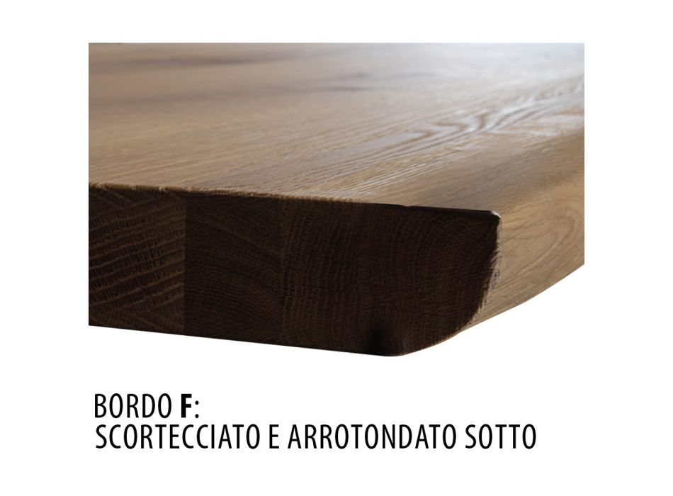 Geknoopte eikenhouten tafel met metalen onderstel Made in Italy - Sebastiano Viadurini