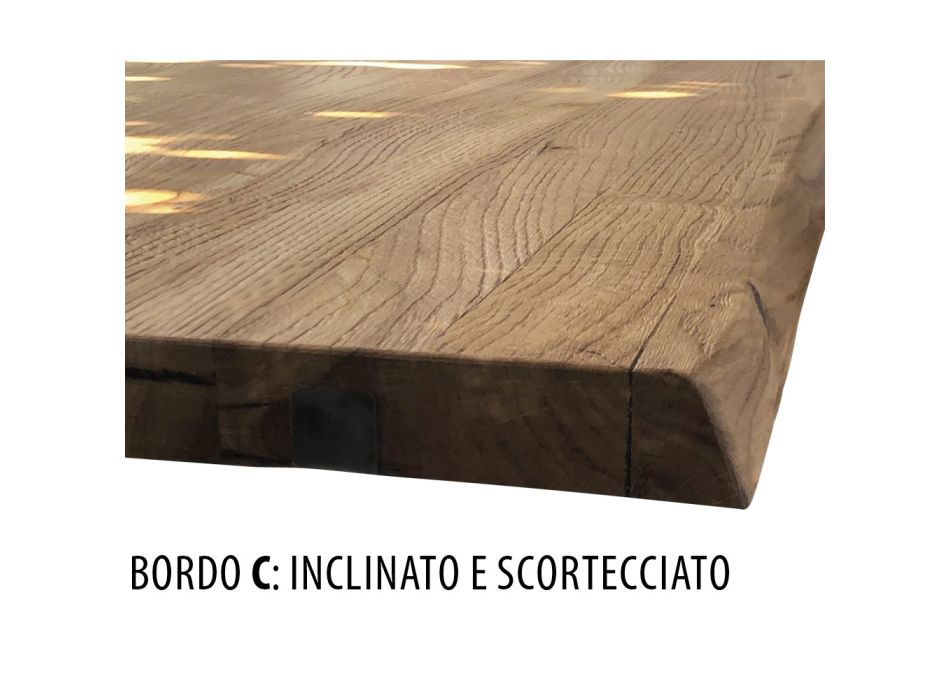 Geknoopte eikenhouten tafel met metalen onderstel Made in Italy - Sebastiano Viadurini