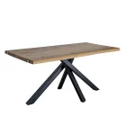 Geknoopte eikenhouten tafel met metalen onderstel Made in Italy - Sebastiano Viadurini