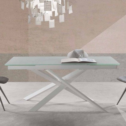 Uitschuifbare glazen tafel, met modern design - Marliana Viadurini
