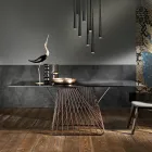 Moderne designtafel van gehard glas gemaakt in Italië, Mitia Viadurini