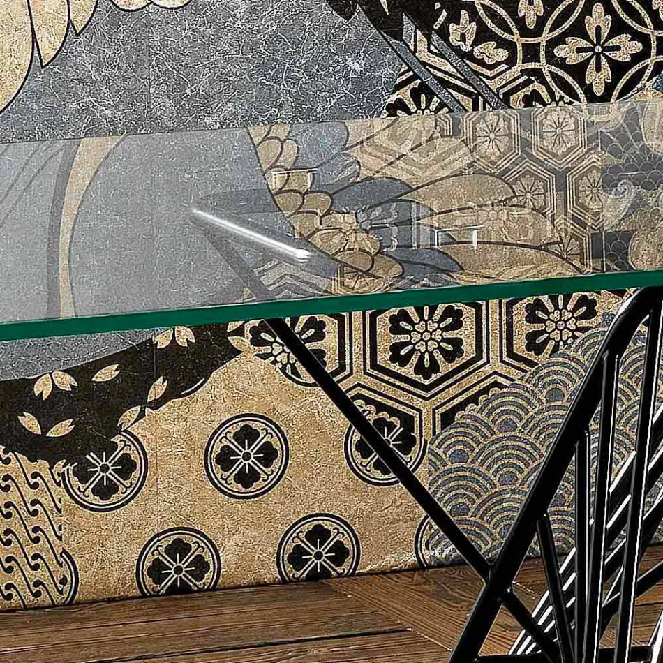 Moderne design gehard glazen tafel gemaakt in Italië, Mitia Viadurini