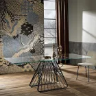 Moderne designtafel van gehard glas gemaakt in Italië, Mitia Viadurini