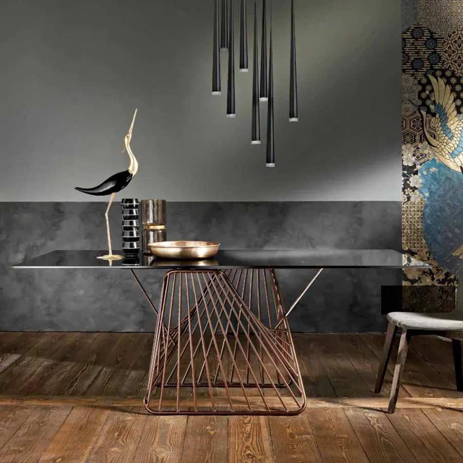 Moderne design gehard glazen tafel gemaakt in Italië, Mitia Viadurini