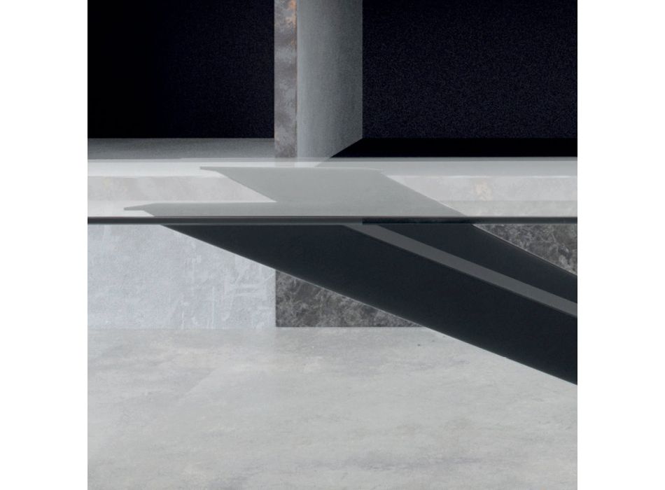 Tafel van transparant glas en zwart staal Made in Italy - Grotta Viadurini