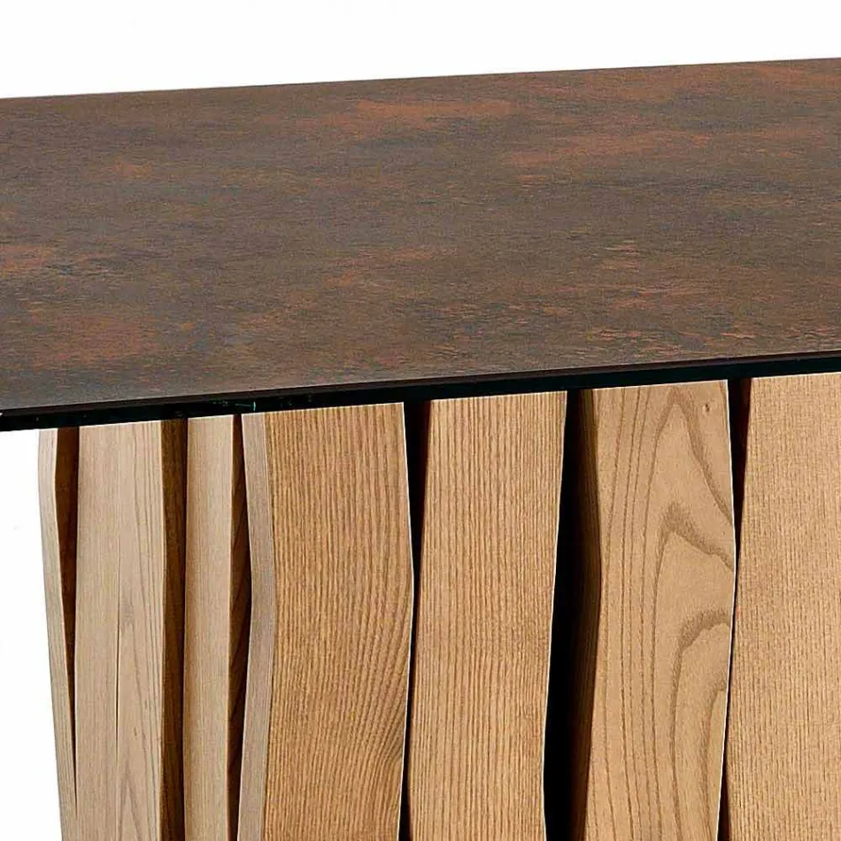 Moderne design glazen keramische tafel gemaakt in Italië, Egisto Viadurini