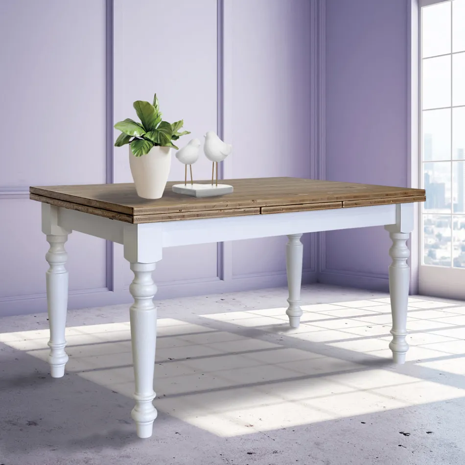 Uitschuifbare salontafel in Noordse spar Made in Italy - Benidorm Viadurini