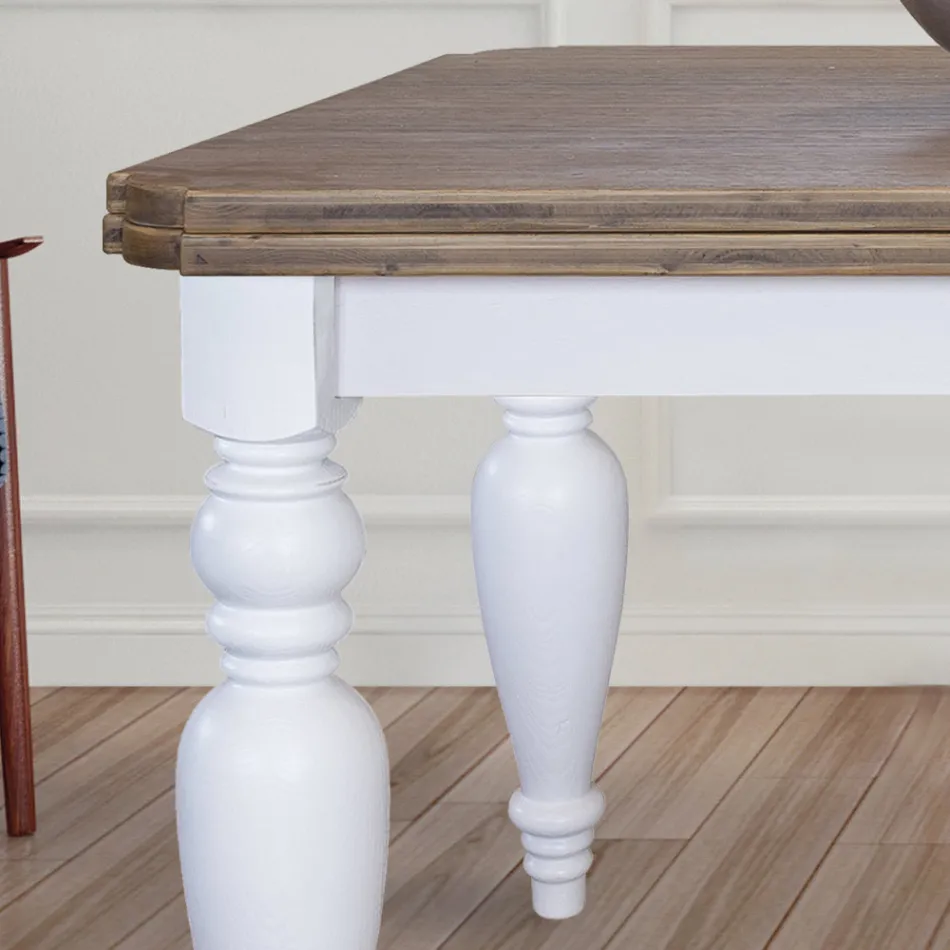 Uitschuifbare woontafel in eikenhout met gevormde hoeken Made in Italy - Rafael Viadurini