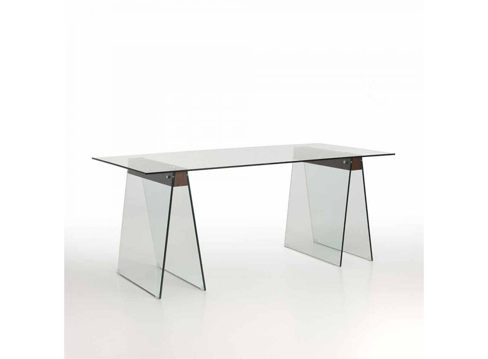 Moderne designtafel met glazen blad en glazen voet - Lausanne Viadurini