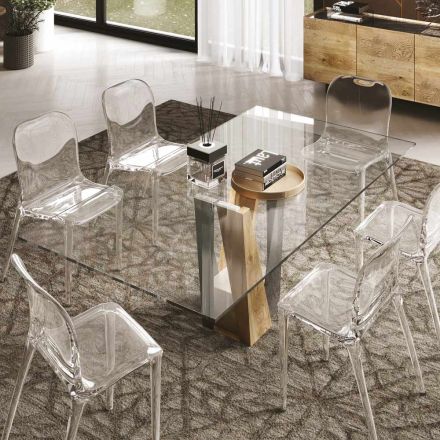 Levende kristallen tafel met houten en metalen onderstel Made in Italy - Dementor Viadurini