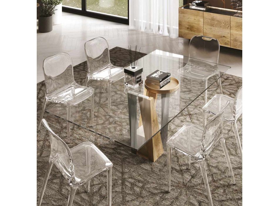 Levende kristallen tafel met houten en metalen onderstel Made in Italy - Dementor Viadurini