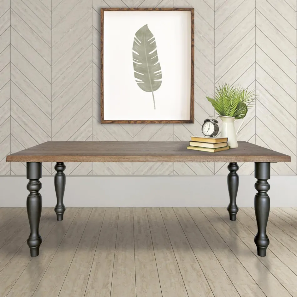 Salontafel van massief eikenhout Made in Italy - Geolier Viadurini