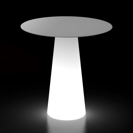 Buitenlichttafel met LED-lichtbasis en rond blad Made in Italy - Forlina Viadurini