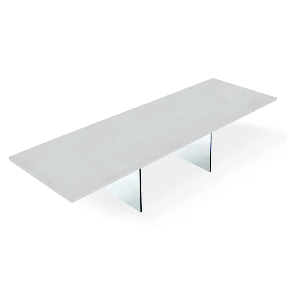 Moderne uitschuifbare tafel tot 300 cm in laminaat en glas Made in Italy - Tear Viadurini