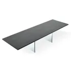 Moderne uitschuifbare tafel tot 300 cm in laminaat en glas Made in Italy - Tear Viadurini