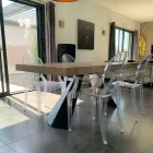 Moderne uitschuifbare tafel tot 260/280 cm in hout en metaal - Teramo Viadurini