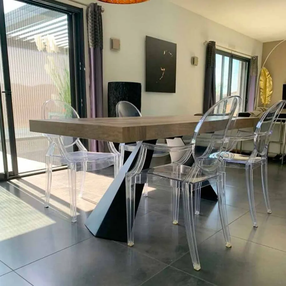 Moderne uitschuifbare tafel tot 260/280 cm in hout en metaal - Teramo Viadurini