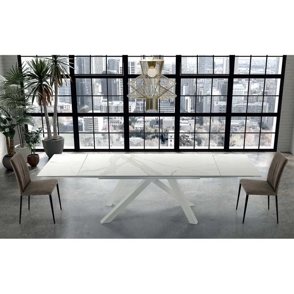 Moderne uitschuifbare tafel tot 278 cm in keramiek Made in Italy - Settimmio Viadurini