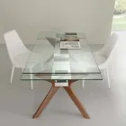 Moderne tafel Extendable roestvrij staal en gehard glas Kentucky Viadurini