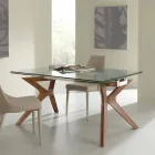 Moderne tafel Extendable roestvrij staal en gehard glas Kentucky Viadurini