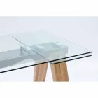 moderne eettafel in glas en natuurlijk hout Florida Viadurini