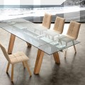 moderne eettafel in glas en natuurlijk hout Florida