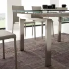 moderne eettafel in gehard glas en roestvrij Georgia Viadurini