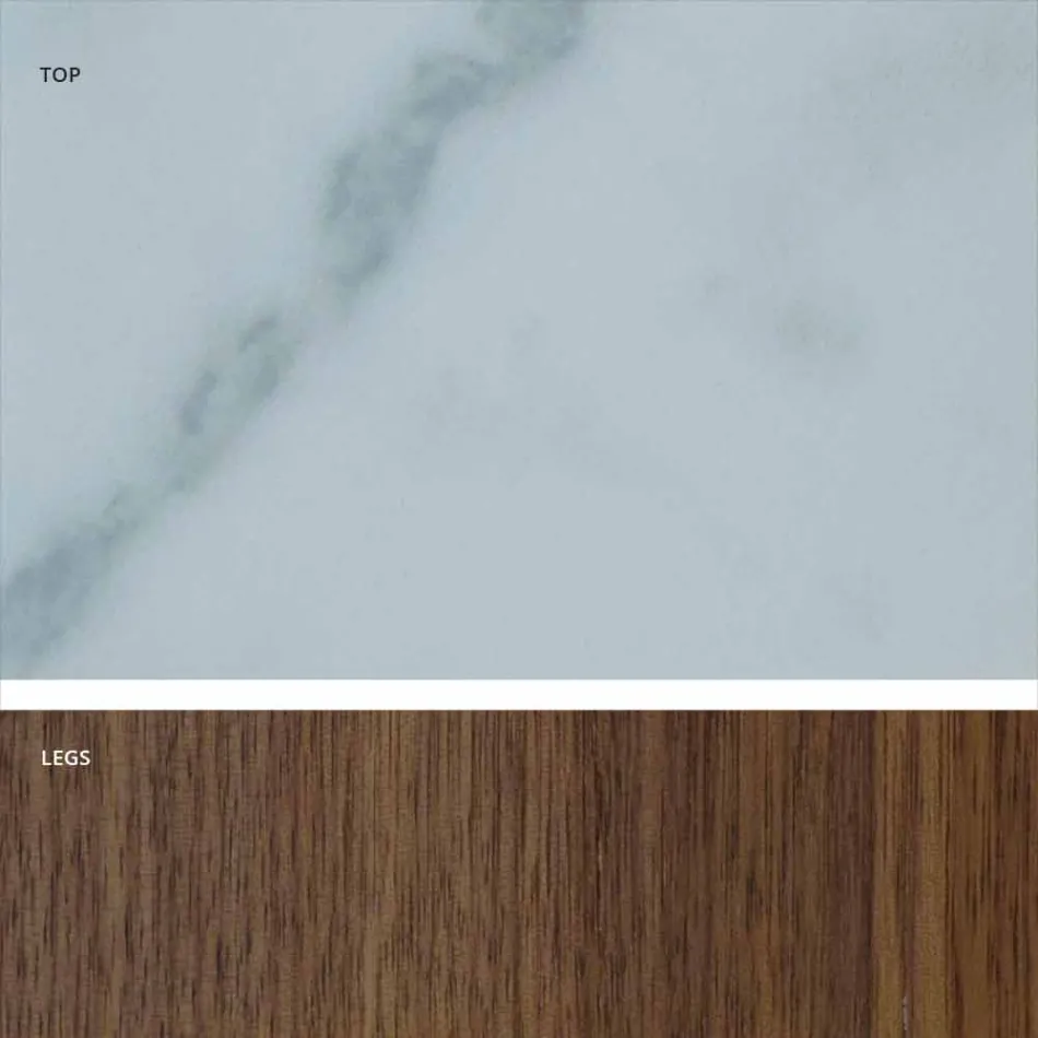 Moderne tafel met marmeren effect steengoed top gemaakt in Italië, Adrano Viadurini