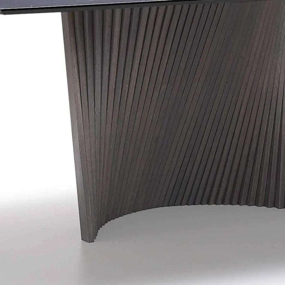 Moderne tafel met marmeren effect steengoed top gemaakt in Italië, Adrano Viadurini