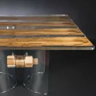 Modern in Venetiaans glas en houten tafel Briccola Viadurini
