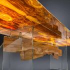 Moderne olijf houten lijst, rechthoekige glazen Portofino Viadurini