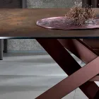 Moderne glaskeramische en metalen tafel gemaakt in Italië, Dionigi Viadurini