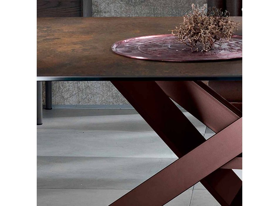 Moderne glaskeramische en metalen tafel gemaakt in Italië, Dionigi Viadurini