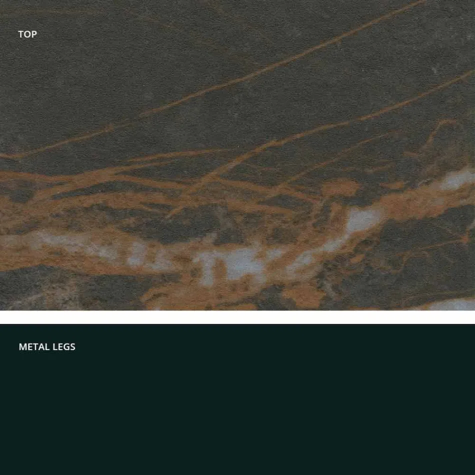 Moderne glaskeramische en metalen tafel gemaakt in Italië, Dionigi Viadurini