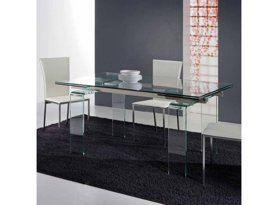 Moderne tafel volledig gemaakt van gehard glas Atlanta Viadurini