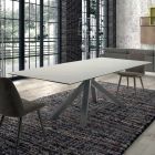 Moderne rechthoekige tafel in keramiek en staal Made in Italy - Settimmio Viadurini