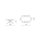 Ovale tafel van 180x100 cm in gerookt gehamerd glas en metaal - Domus Viadurini